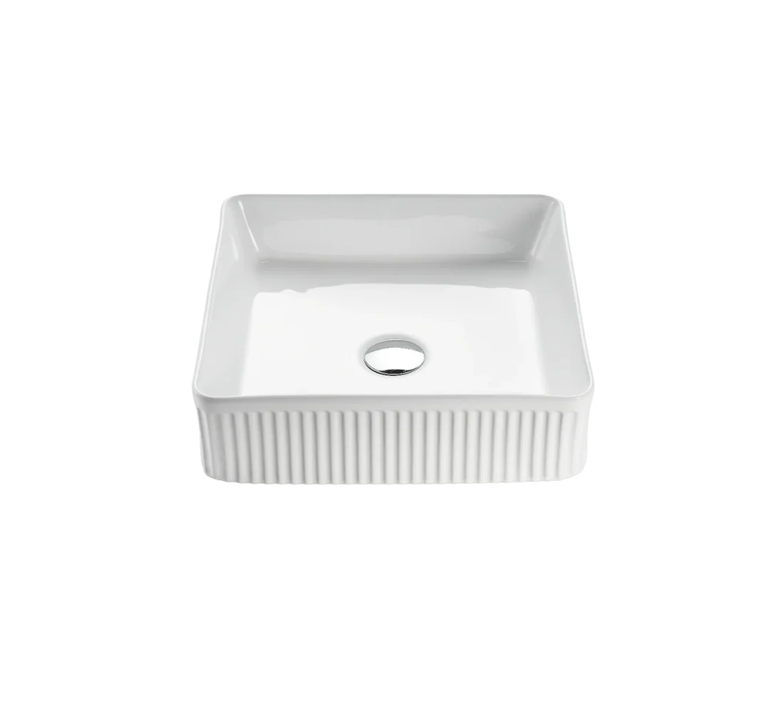 Athena Fluted Square Premium Ceramic Above-Counter Basin