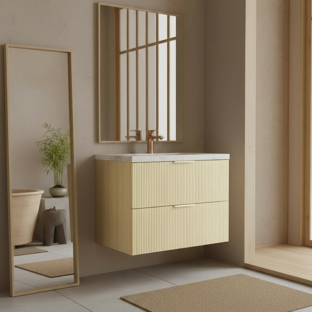 Edina Fluted Wall Hung PVC Cabinet with Soft closing drawers