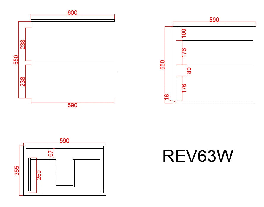 Vita Flux Wall-Mounted PVC Cabinet with U shape soft closing drawers
