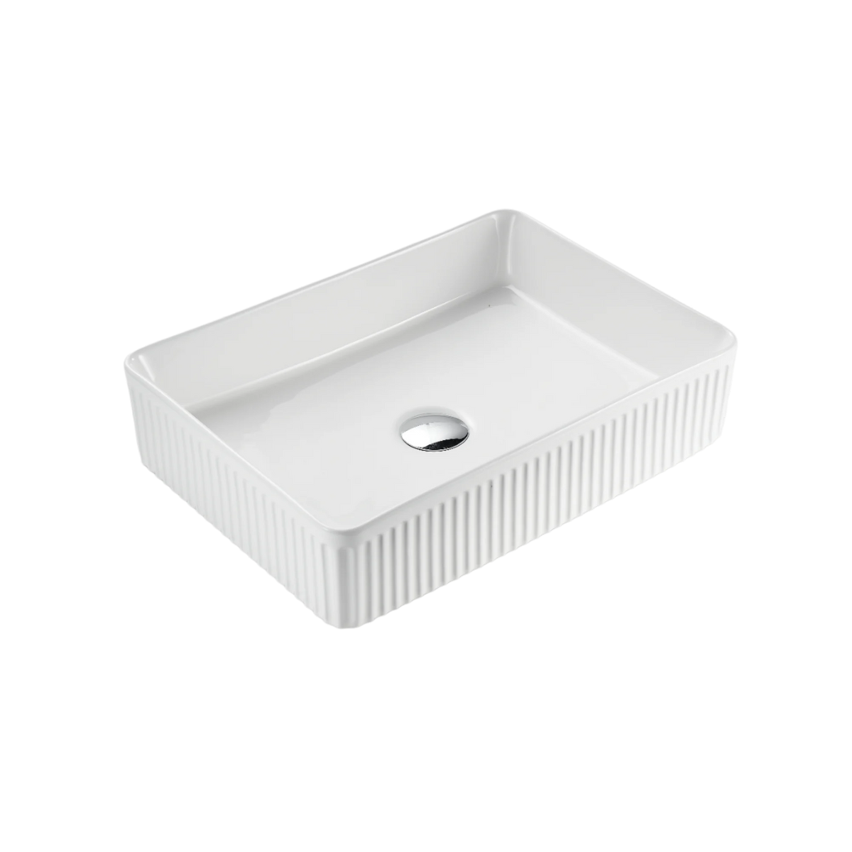 Athena Fluted Rectangular Premium Ceramic Above-Counter Basin