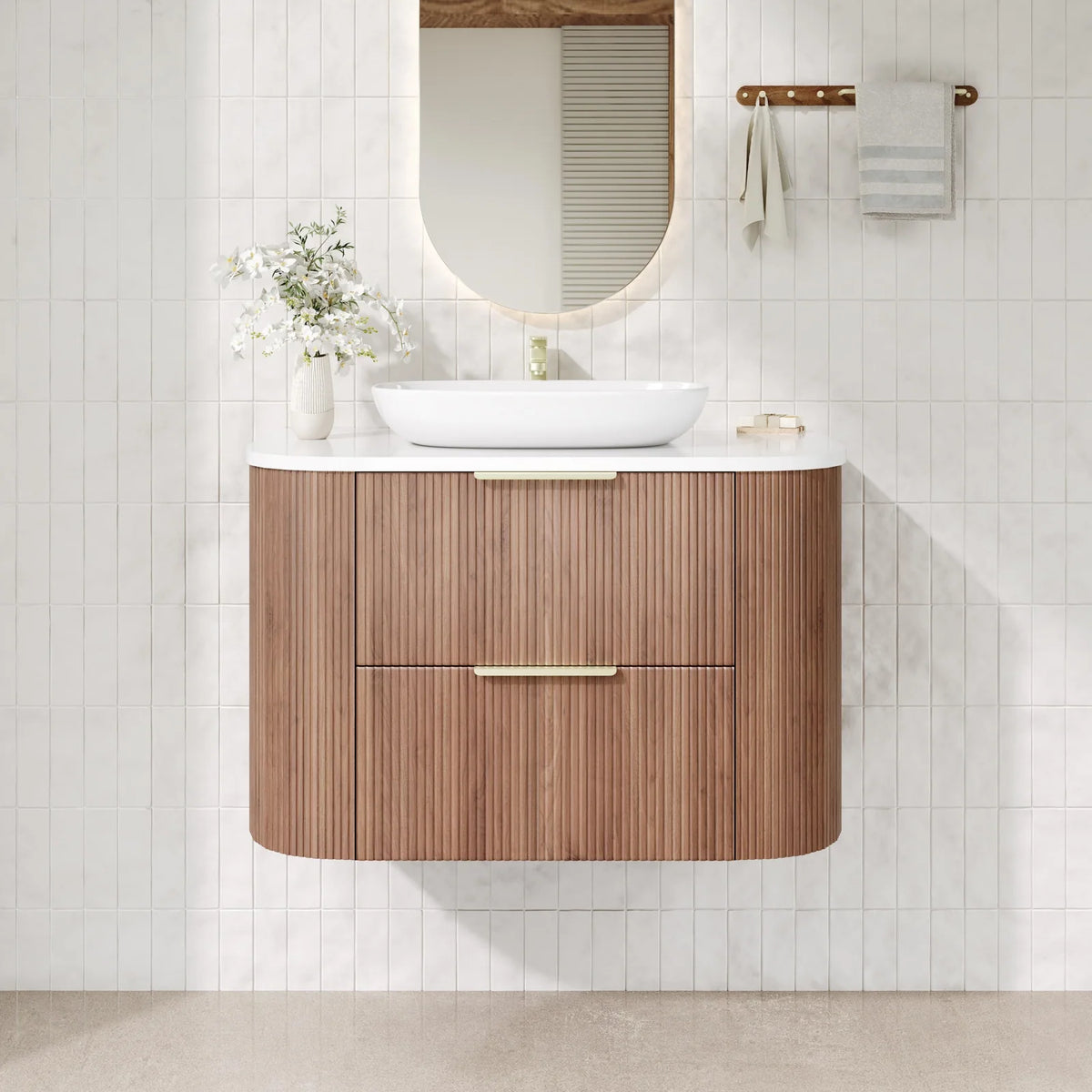 CETO Artis Wall-Hung PVC Fluted Curved Cabinet