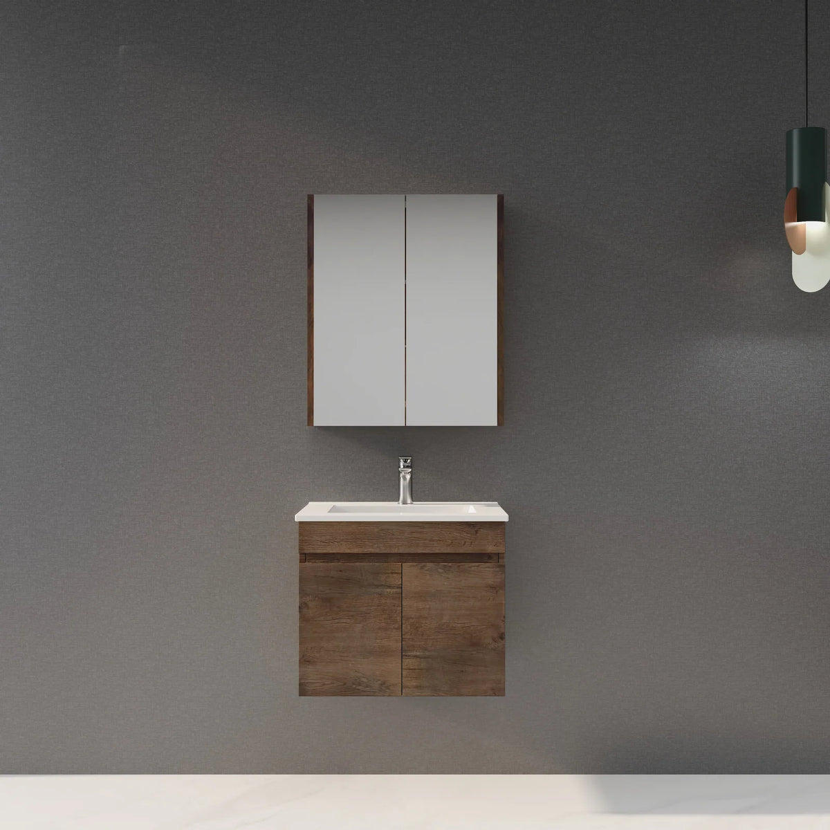 Berge Wall-Hung Wood Grain MDF Vanity