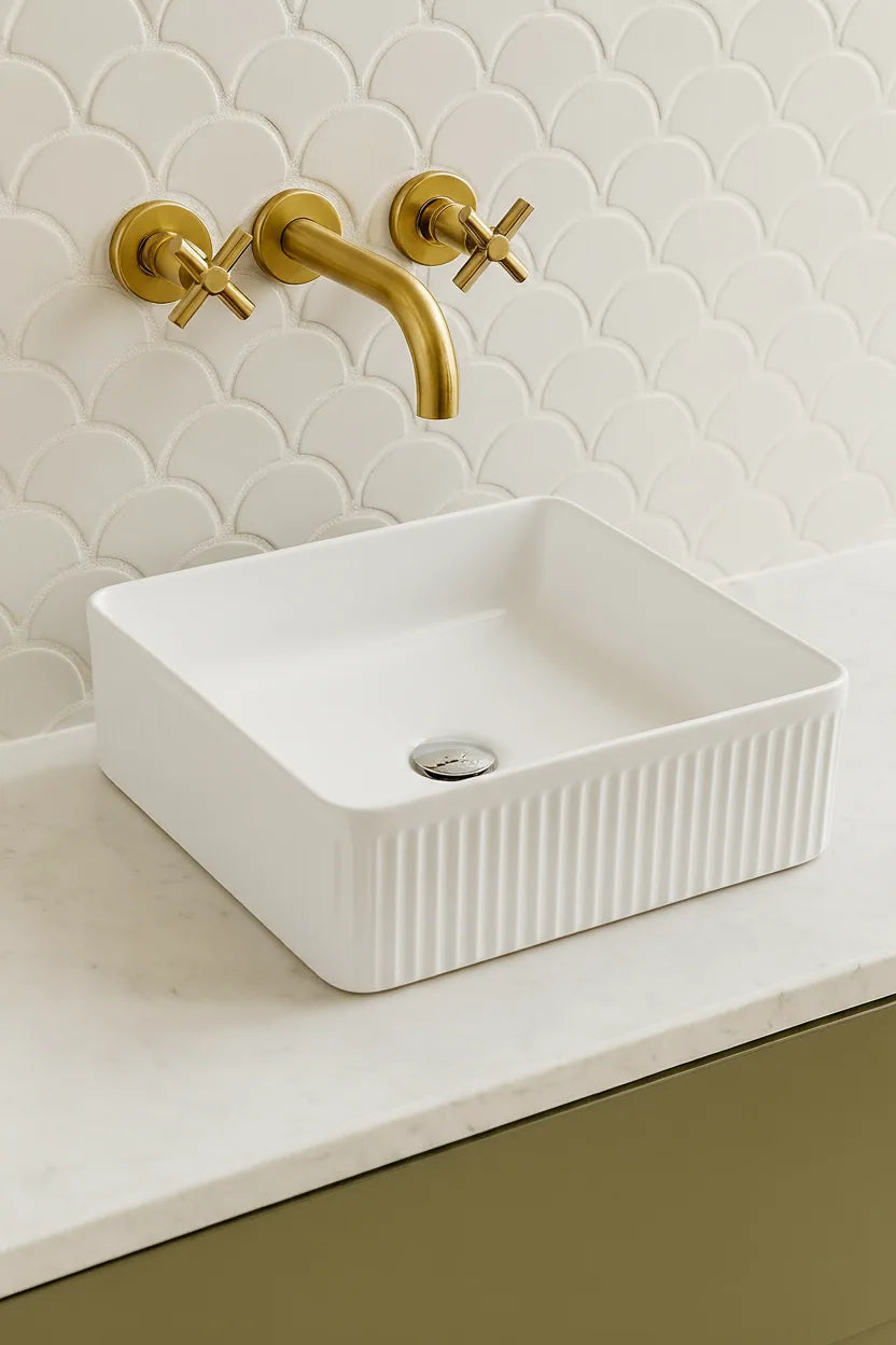 Athena Fluted Square Premium Ceramic Above-Counter Basin