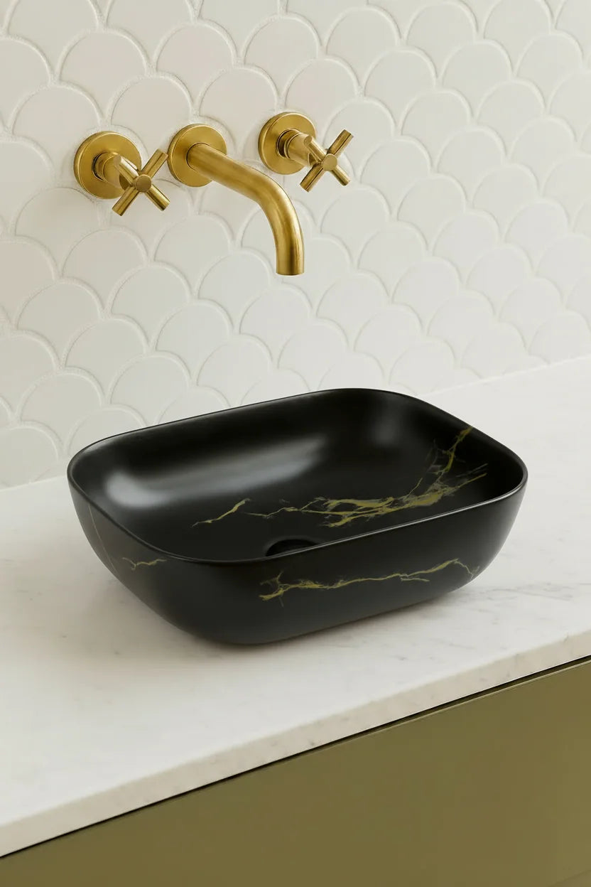 NILAH Rectangular Premium Ceramic Above-Counter Basin