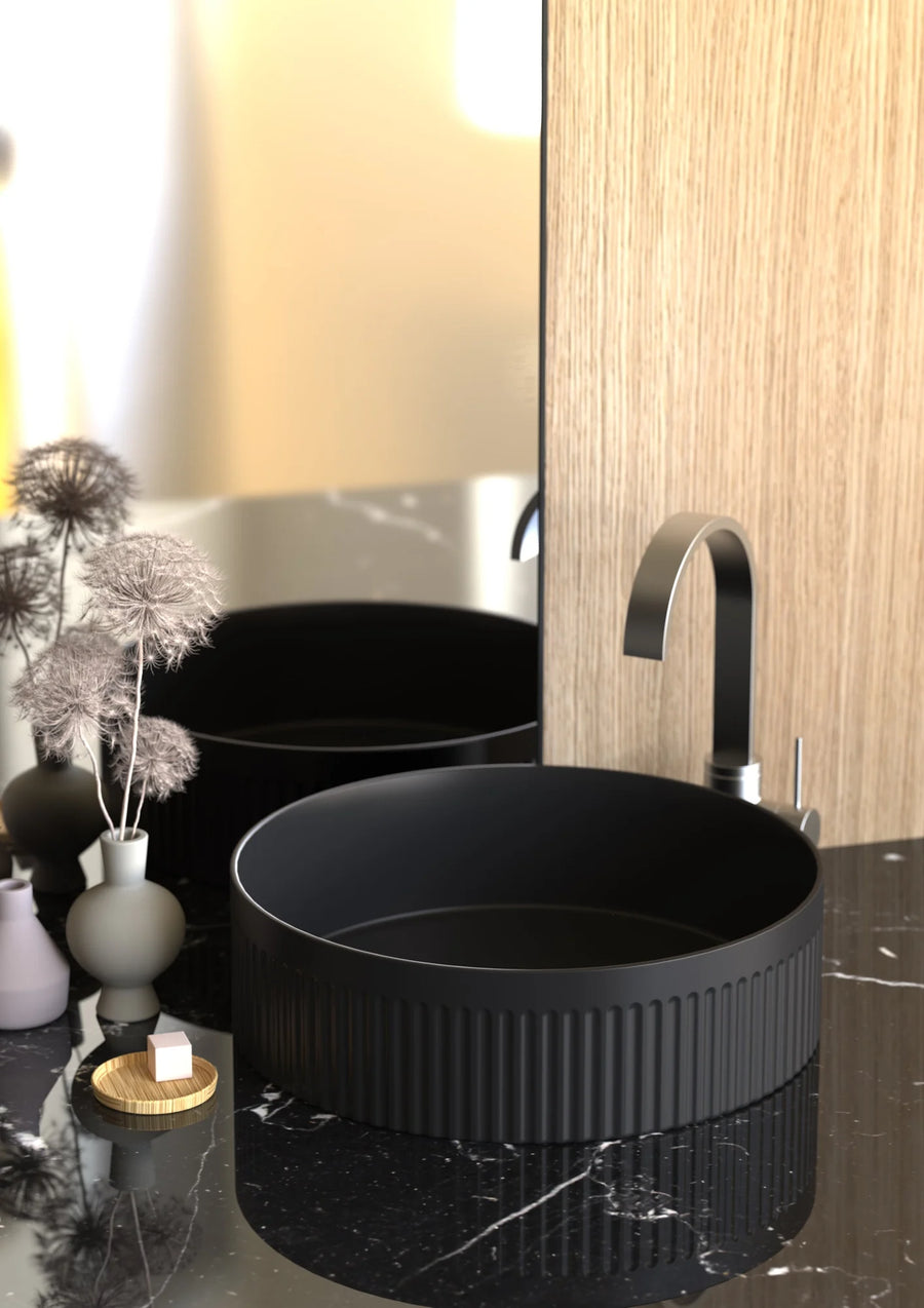 Athena Fluted Round Premium Ceramic Above-Counter Basin