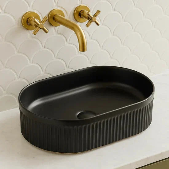 Athena Fluted Oval Premium Ceramic Above-Counter Basin