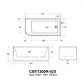 KDK Casey Left/Right Corner Bath -, Non-Overflow, Multiple Sizes — detail 9