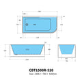 KDK Casey Left/Right Corner Bath -, Non-Overflow, Multiple Sizes — detail 12