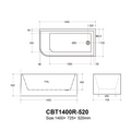 KDK Casey Left/Right Corner Bath -, Non-Overflow, Multiple Sizes — detail 10