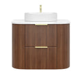 Wall-Mounted PVC fluted Curved Cabinet with Soft-Close Drawers — detail 11