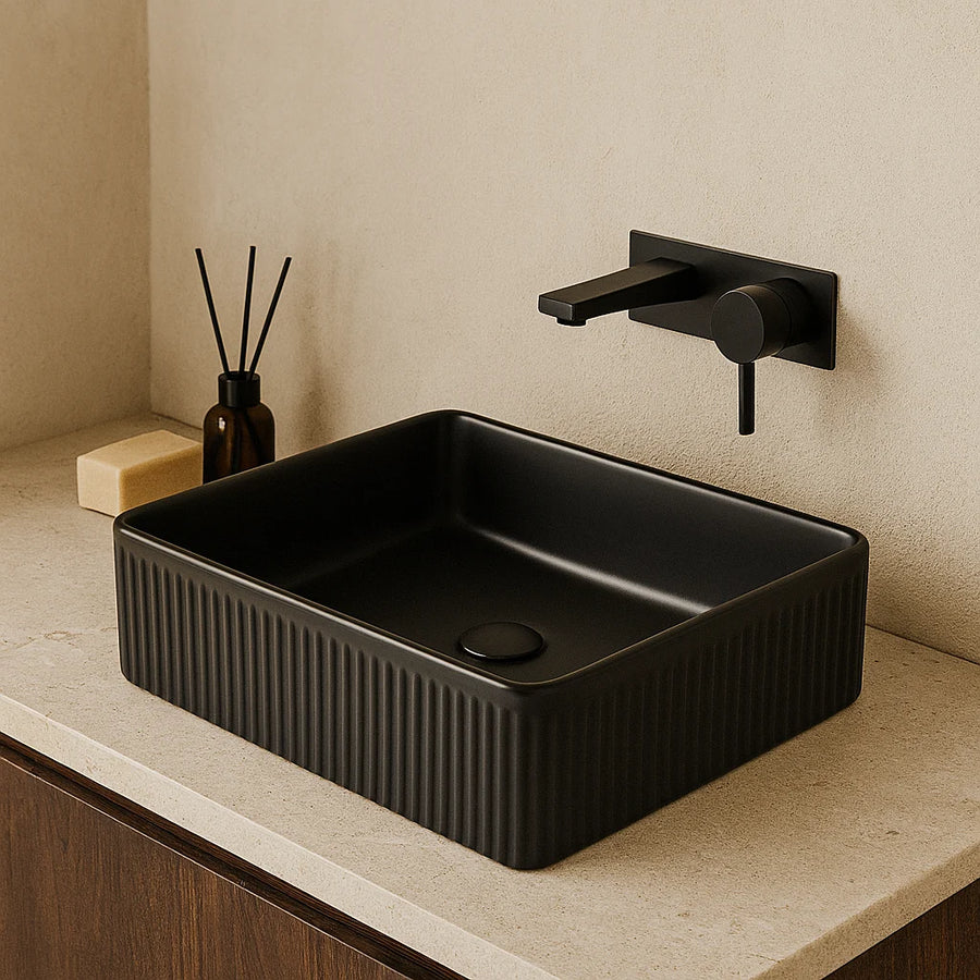 Athena Fluted Square Premium Ceramic Above-Counter Basin