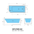 KDK Casey Left/Right Corner Bath -, Non-Overflow, Multiple Sizes — detail 14