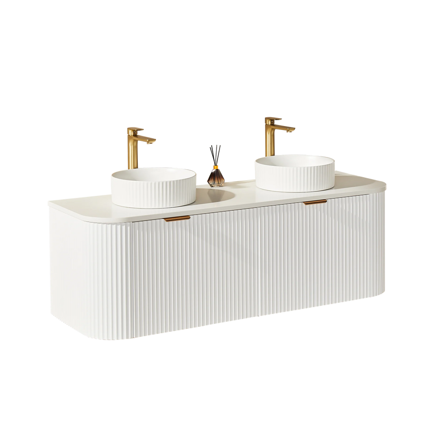 Solea Wall Hung Fluted Curved Vanity with Soft Closing Drawers