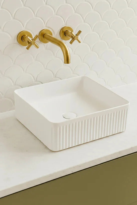 Athena Fluted Square Premium Ceramic Above-Counter Basin