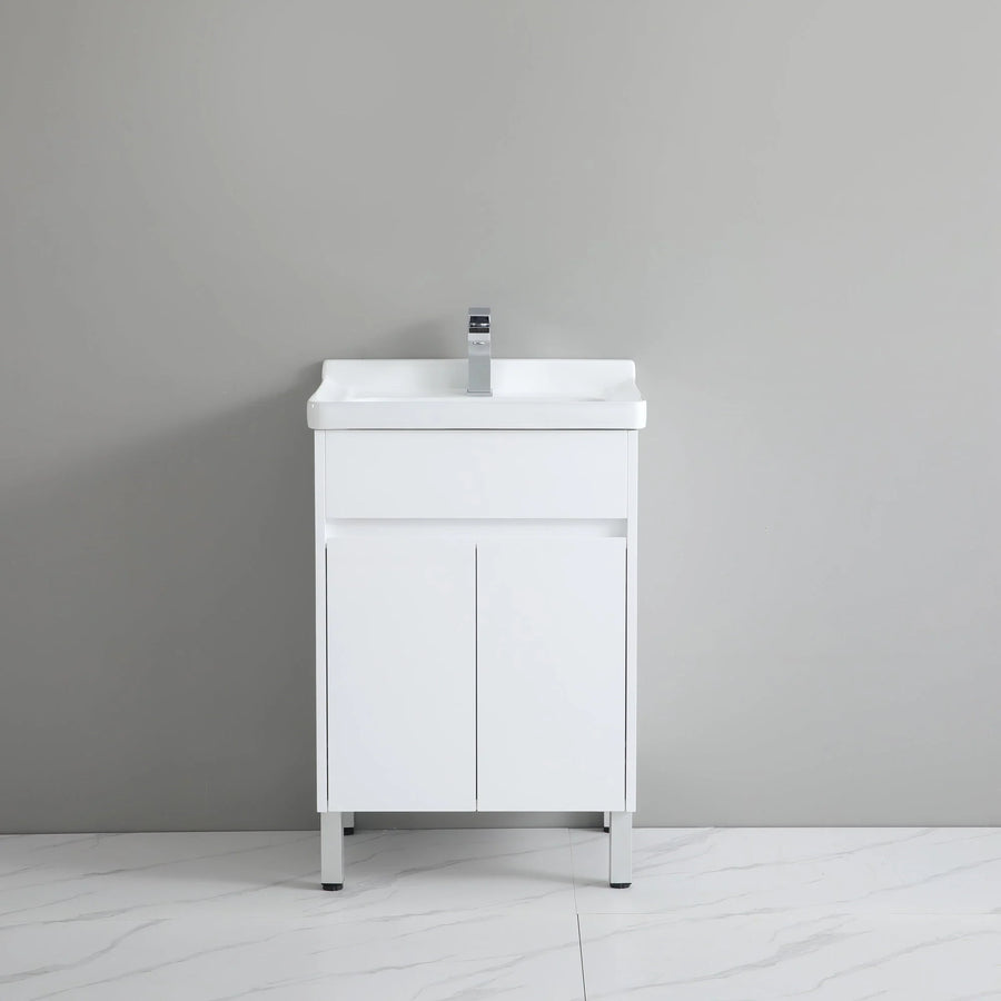 PVC cabinet with ceramic laundry sink with Soft closing doors