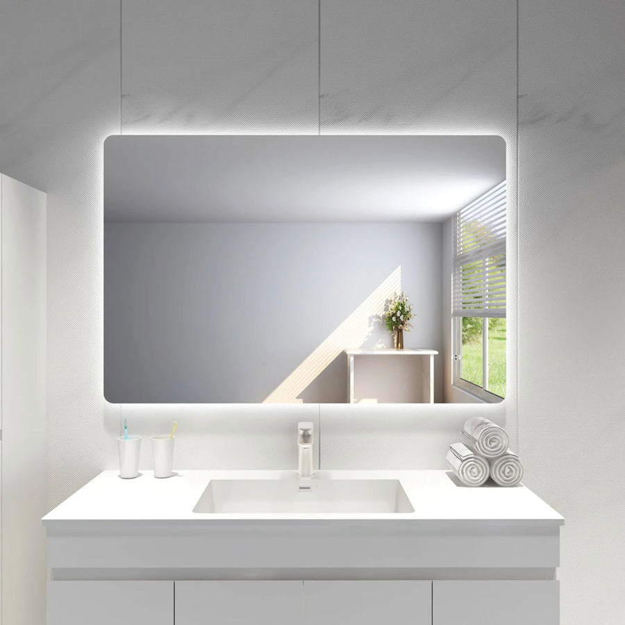 The softly lit mirror