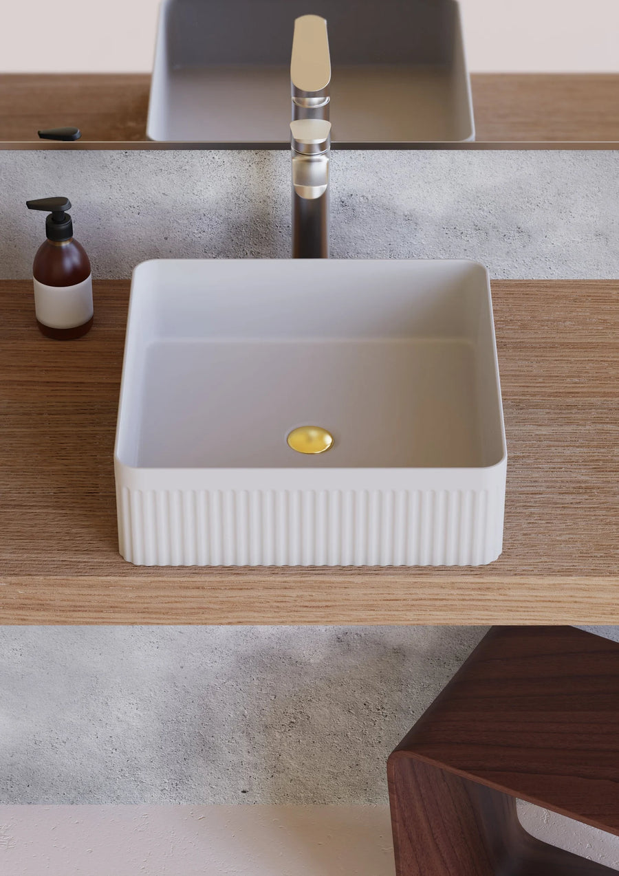 Athena Fluted Rectangular Premium Ceramic Above-Counter Basin