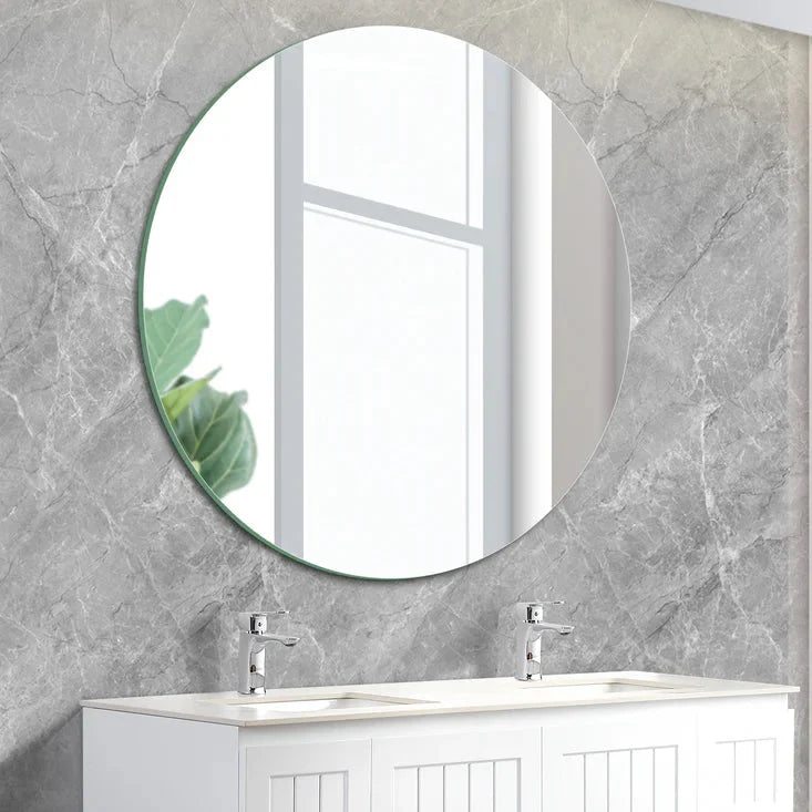 Luna Pencil Edge Round Mirror – Glue-On Installation