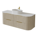 KDK Artis Wall-Mounted PVC fluted Curved Cabinet with Soft-Close Drawers — detail 4