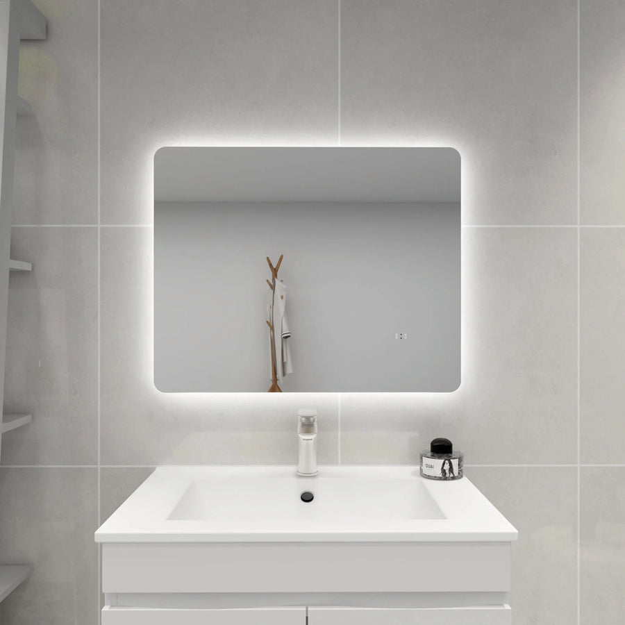 Rectangular LED Backlit Bathroom Mirror Pencil Edge