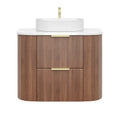 Wall-Mounted PVC fluted Curved Cabinet with Soft-Close Drawers — detail 9