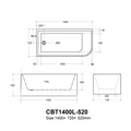 KDK Casey Left/Right Corner Bath -, Non-Overflow, Multiple Sizes — detail 7