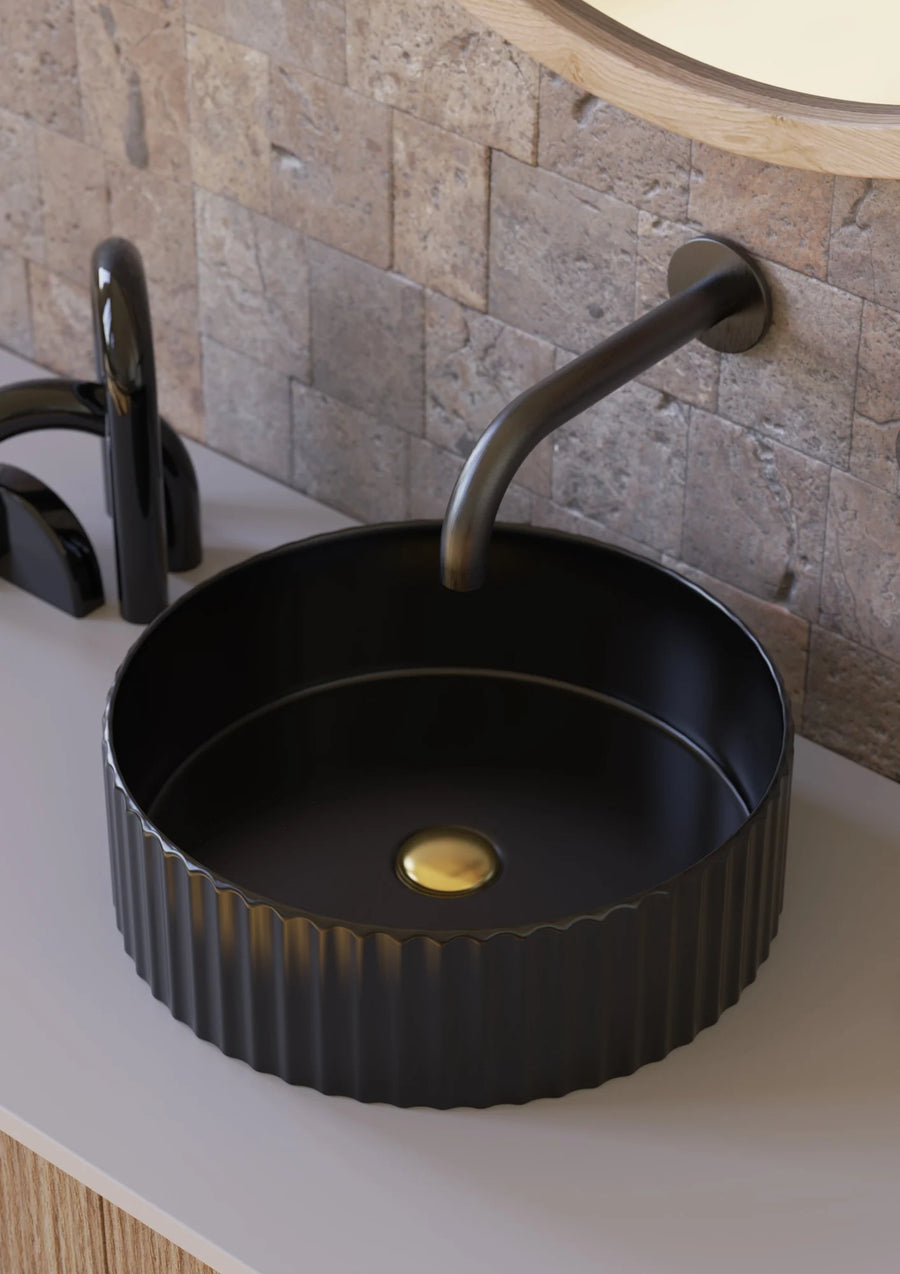 Geneva Fluted Round Premium Ceramic Above-Counter Basin