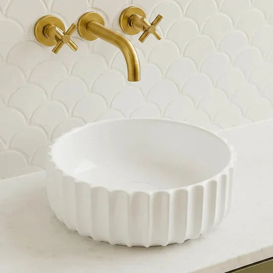 Oslo Fluted Round Ceramic Above-Counter Basin