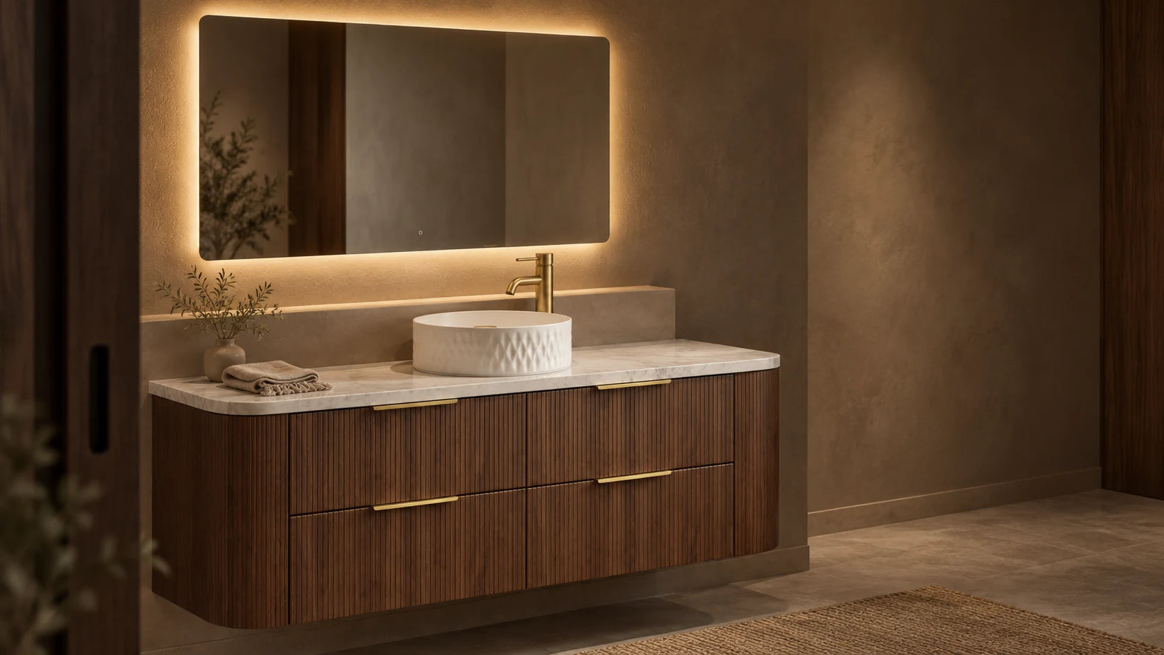 A softly lit bathroom to inspire your room plan